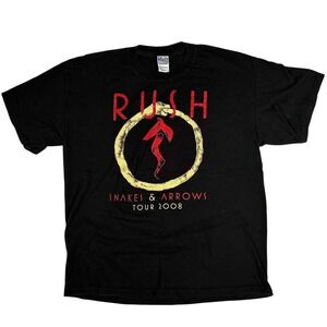 Rush Snakes Arrows Tour 2008 Black Graphic Band T Shirt Mens Large